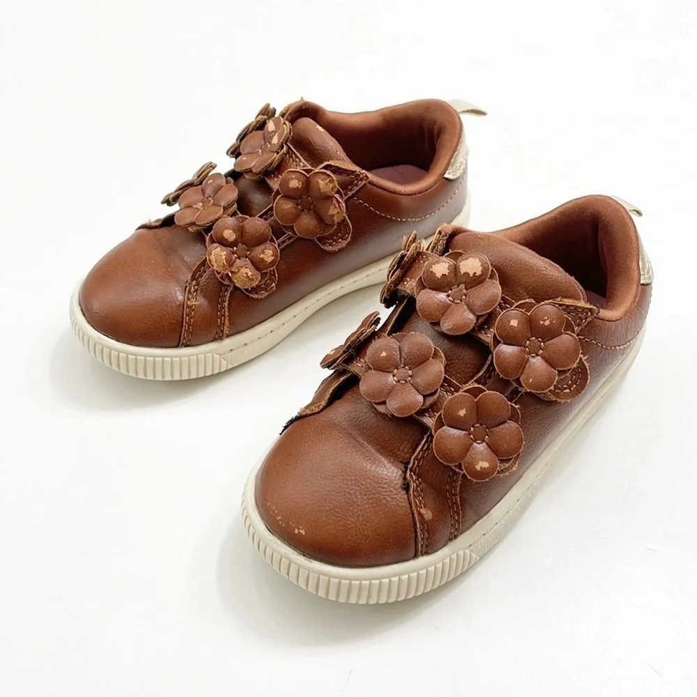 Carter's toddler girls brown floral sneakers